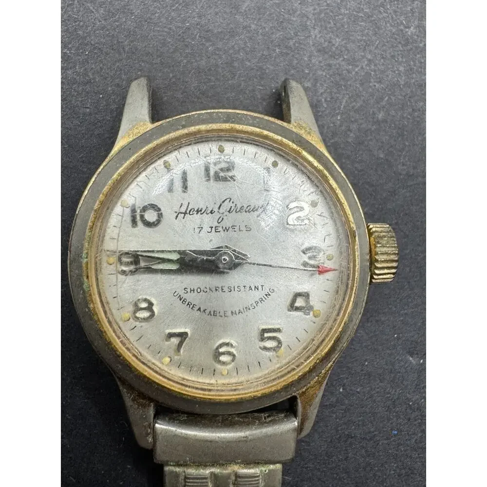 Vintage Henri Gireaux 17 Jewels Silver Tone Ladies Swiss Made Watch Manual Wind